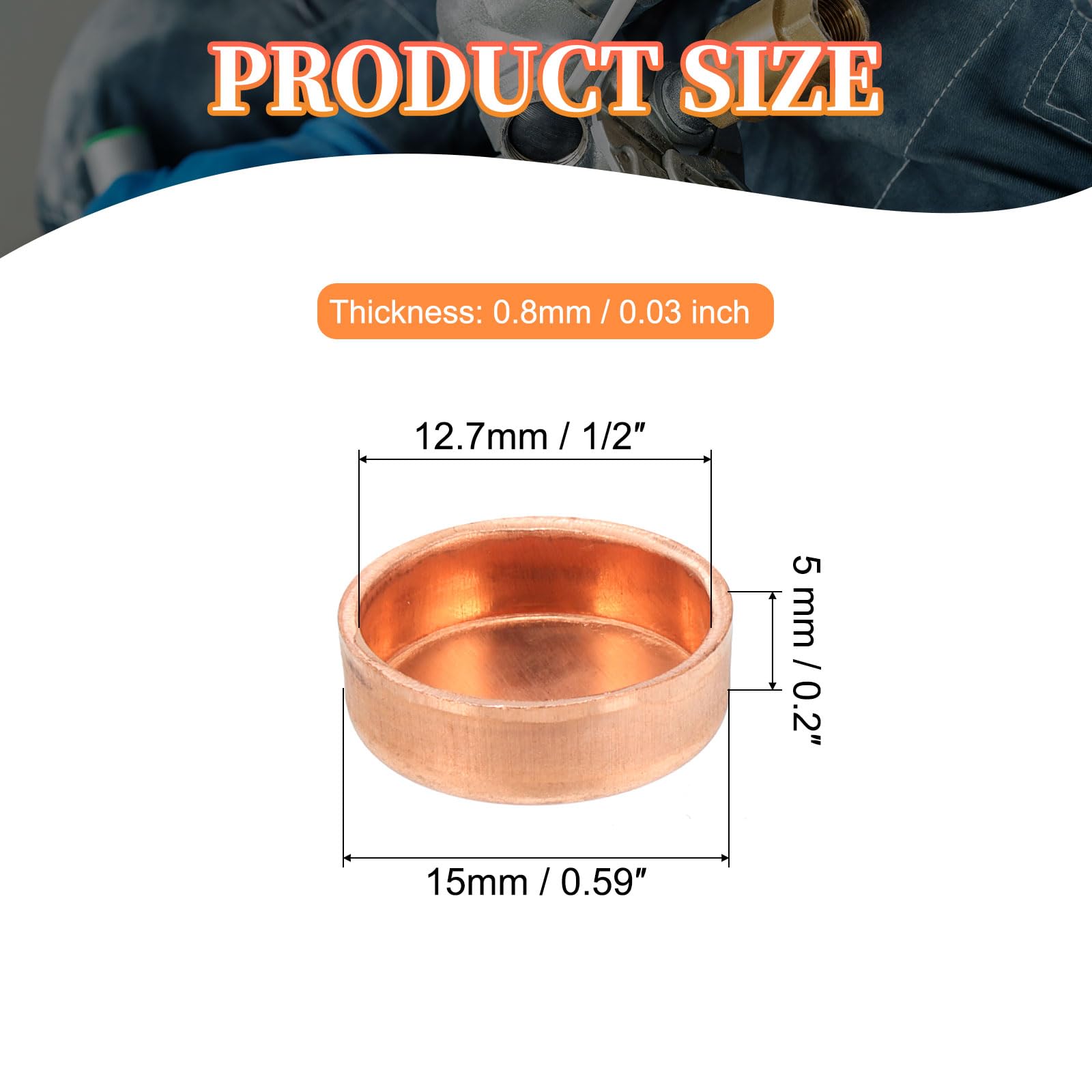 Amazon.co.jp: PATIKIL 銅キャップ エンドキャップ 銅管継手 配管HVAC